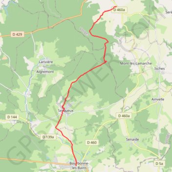 Trace GPS Sentier Vosges-Pyrénées - De Aureil-Maison à Bourbonne-les-Bains, itinéraire, parcours