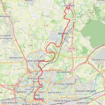 Trace GPS Rennes Cyclisme, itinéraire, parcours