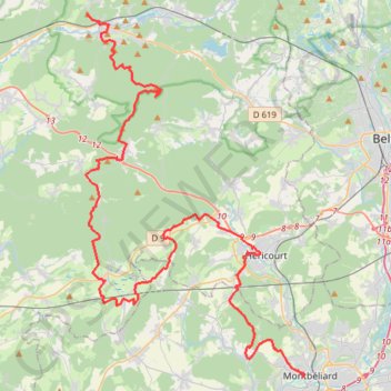 Trace GPS Montbéliard Ronchamp par le sentier des Ducs, itinéraire, parcours