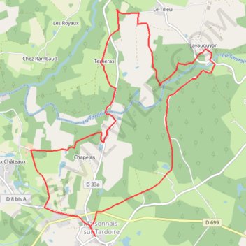 Trace GPS Circuit du château de Lavauguyon - Maisonnais-sur-Tardoire, itinéraire, parcours