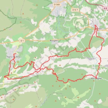Trace GPS Escapade VTT vers Mazaugues et Tourves, itinéraire, parcours