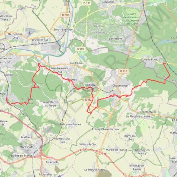 Trace GPS GR1 - De Presles à Luzarches, itinéraire, parcours