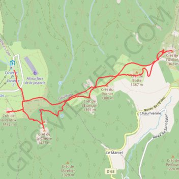 Trace GPS Sentier des Crêts, itinéraire, parcours