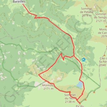 Trace GPS Pic de Montious, pic du Lion depuis Bareilles, itinéraire, parcours