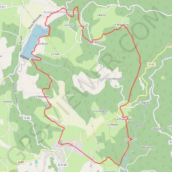Trace GPS Boucle depuis Augerolles - Lac d'Aubusson, itinéraire, parcours