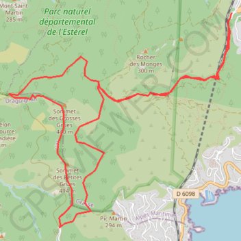 Trace GPS La crête des Grues - Esterel, itinéraire, parcours
