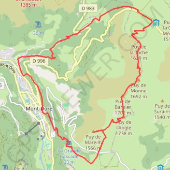 Trace GPS PUY DE MONNE - mont dore, itinéraire, parcours