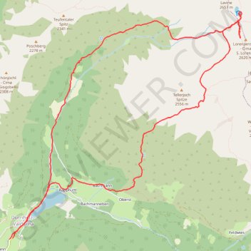 Trace GPS Val Sarentino (Rif. Vallaga), itinéraire, parcours