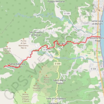 Trace GPS Mare a Mare Nord : de Moriani à Penti, itinéraire, parcours