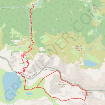 Trace GPS Pic de Merlheu et pic Crémat depuis le Chiroulet, itinéraire, parcours