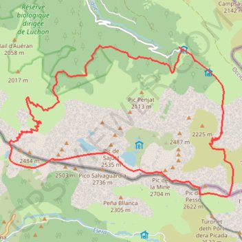 Trace GPS Pic de la Mine - pic de la Montagnette depuis l'Hospice de France, itinéraire, parcours