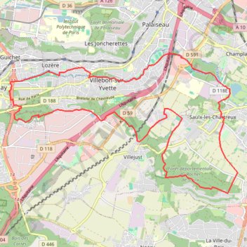 Trace GPS De Orsay aux rochers de Saulx, itinéraire, parcours