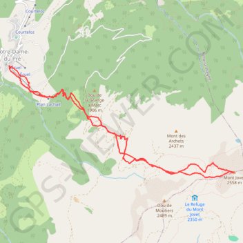 Trace GPS Le Mont Jovet (Tarentaise), itinéraire, parcours