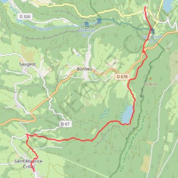 Trace GPS Le Frasnois - Saint-Maurice par Bonlieu, itinéraire, parcours