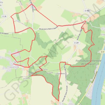 Trace GPS Autour de Triquerville à Cheval, itinéraire, parcours