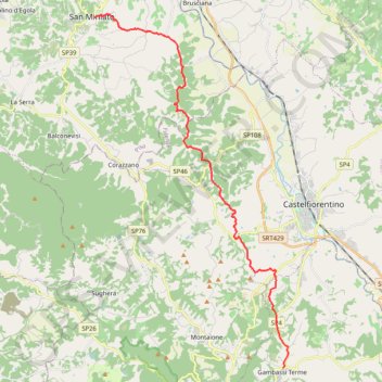 Trace GPS De San Miniato à Gambassi Terme, itinéraire, parcours