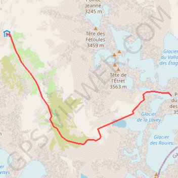 Trace GPS Col de la Lavey depuis le refuge de la Lavey - Écrins, itinéraire, parcours