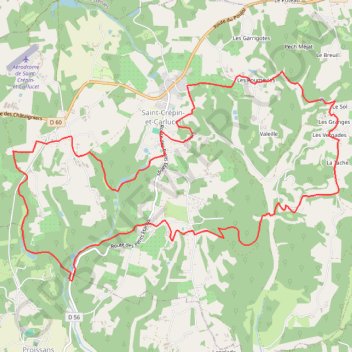 Trace GPS Saint-Crépin-et-Carlucet, itinéraire, parcours