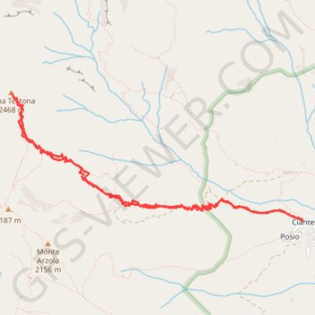 Trace GPS Cima Testona, itinéraire, parcours