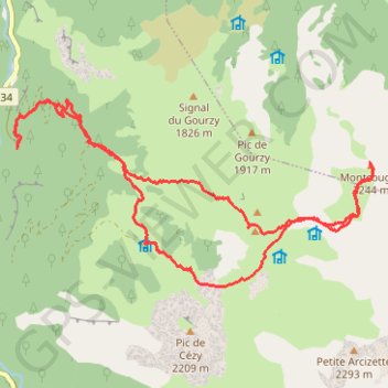 Trace GPS Pic de Montcouges, itinéraire, parcours