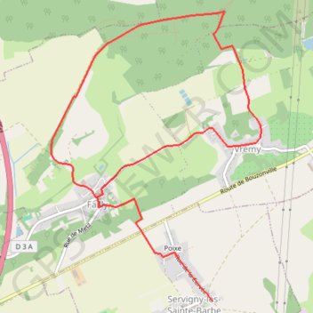 Trace GPS Randonnée du Haut Chemin - Les Queulots - Servigny-lès-Sainte-Barbe, itinéraire, parcours