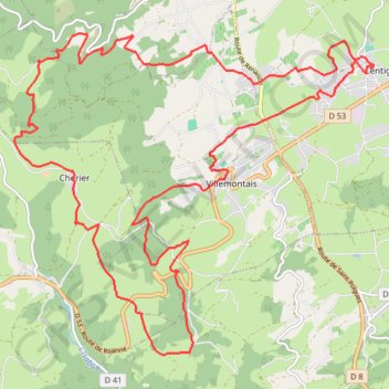 Trace GPS Le Tour du Pey de la Roue via le Bourg de Cherier - Lentigny, itinéraire, parcours