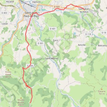 Trace GPS Compostelle Saint Jean le vieux-Orisson, itinéraire, parcours