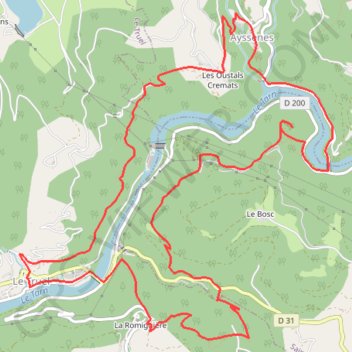 Trace GPS Le chemin des Raspes - Ayssènes, itinéraire, parcours