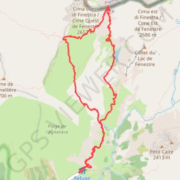 Trace GPS Pas des Ladres par le lac et le col de Fenestre, itinéraire, parcours