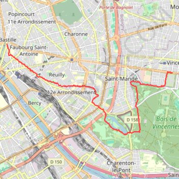 Trace GPS Coulée verte de Paris, itinéraire, parcours