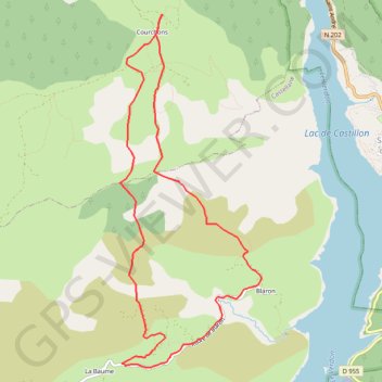 Trace GPS La Baume à Courchons, itinéraire, parcours