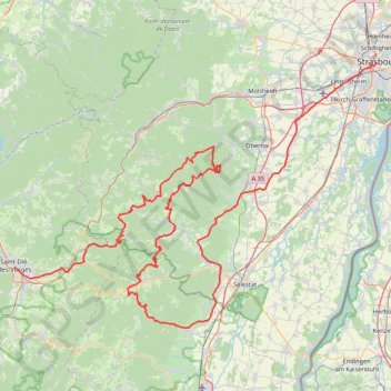 Trace GPS Strasbourg à Saint-Dié-des-Vosges, itinéraire, parcours