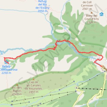 Trace GPS Refuge de Coma Pedrosa, itinéraire, parcours