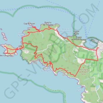 Trace GPS Plage Langoustier - Porquerolles, itinéraire, parcours