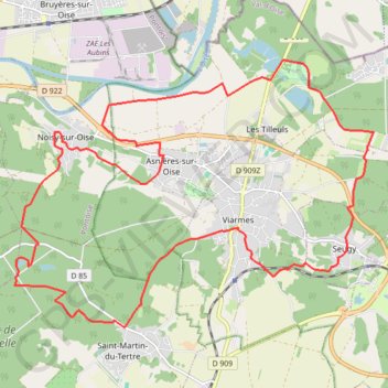 Trace GPS Autour de l'Abbaye de Royaumont par la forêt de Carnelle, itinéraire, parcours