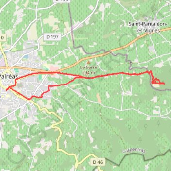 Trace GPS Boucle au-dessus de Valréas, itinéraire, parcours