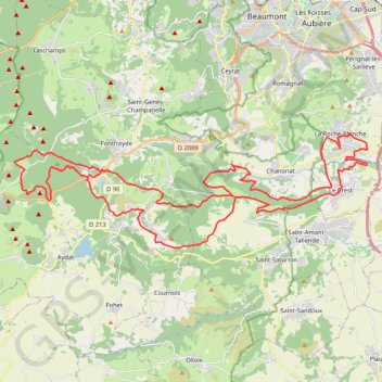 Trace GPS Parc naturel régional des Volcans d'Auvergne, itinéraire, parcours