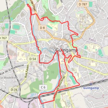 Trace GPS Guingamp_autour_9km, itinéraire, parcours