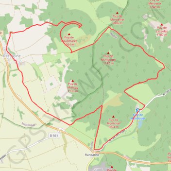 Trace GPS Départ du chateau de Montlosier, itinéraire, parcours