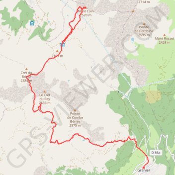 Trace GPS Mont Coin - Granier, itinéraire, parcours