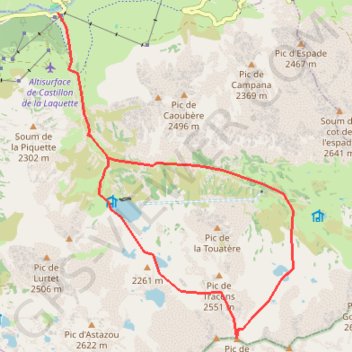 Trace GPS Pic de Madaméte depuis le parking de Tournaboup, itinéraire, parcours