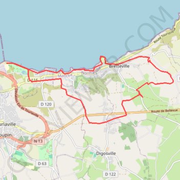Trace GPS Cotentin, Tourlaville, itinéraire, parcours