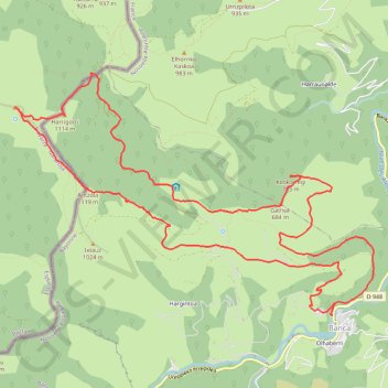 Trace GPS Autza depuis Banca par Ilharragorri, Sakana, Elorrieta, Gatuli et Koskoroi, itinéraire, parcours