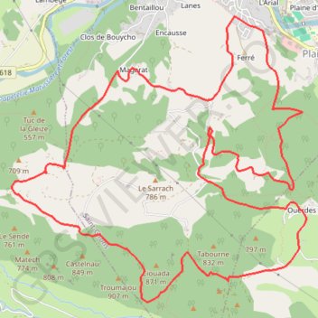 Trace GPS Cap de la Bouiche - Saint-Girons, itinéraire, parcours