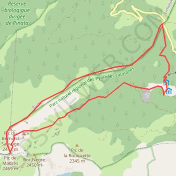 Trace GPS Madres depuis le col de Jau, itinéraire, parcours