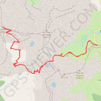 Trace GPS Mont pelat depuis le col de la cayolle, itinéraire, parcours