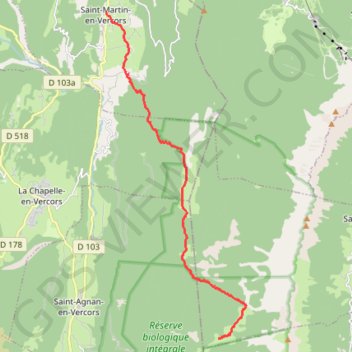 Trace GPS Les Hauts Plateaux du Vercors en âne - Étape 1, itinéraire, parcours