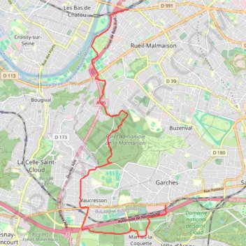 Trace GPS De Garches à Rueil Malmaison, itinéraire, parcours