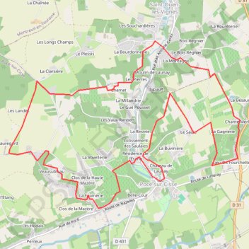 Trace GPS Val de Loire, Pocé-sur-Cisse, itinéraire, parcours