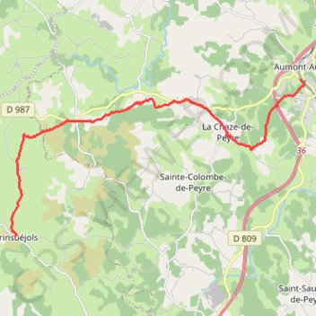 Trace GPS De Aumont-Aubrac à Prinsuejols, itinéraire, parcours